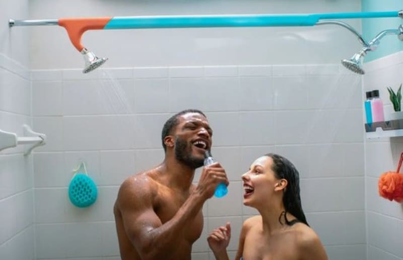 couple showering together